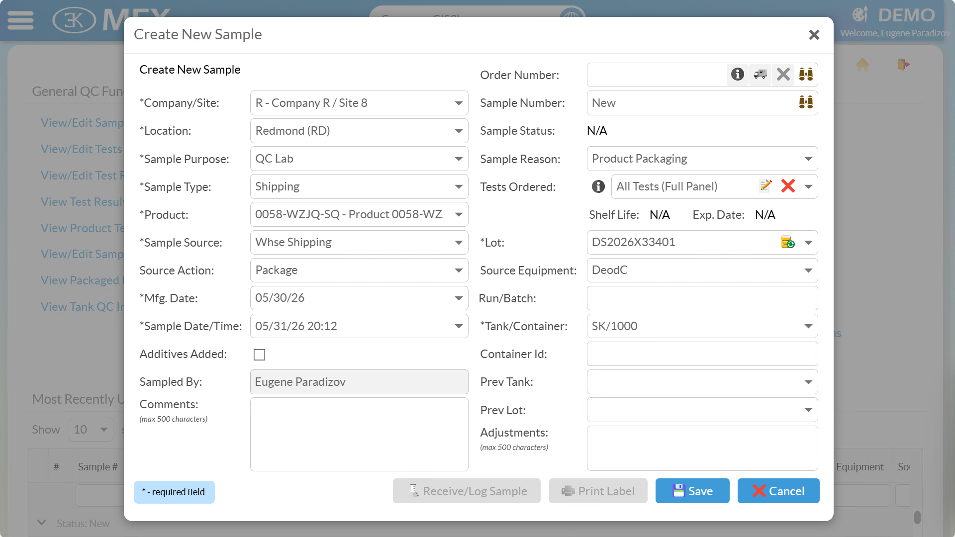 QCM screenshot